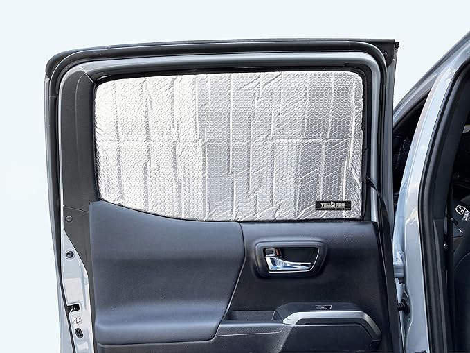 YelloPro Side Window Rear Seat 2nd Row Sunshade for 2016 2017 2018 2019 2020 2021 2022 2023 Toyota Tacoma - Double Cab - 4Dr 4 Door Pickup, UV Sun Protection (2pcs)