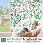 Coavas Static Cling Privacy Window Film, 96% UV & Heat Blocking, Stained Glass Window Film Floral Design, Non-Adhesive, for Bathroom, Front Door, Shower Enclosure‌ (Vinyl, 17.5" X 78.7 ")