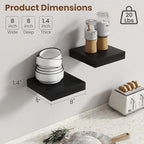 Axeman Square Floating Shelves for Wall, 8" W x 8" D x 1.4" H Rustic Wooden Wall Shelves, 4 Pack Wall Mounted Floating Shelf 