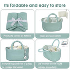 Diaper Caddy Organizer for Baby Cotton Rope Nursery Storage Bin Basket Portable Holder Tote Bag for Changing Table Car Travel