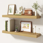 30 Inch Floating Shelves | 6.5 Inch Deep Oak Floating Shelves Set of 2 | 30" W x 6.5" D Rustic Oak Shelves with Invisible Bra