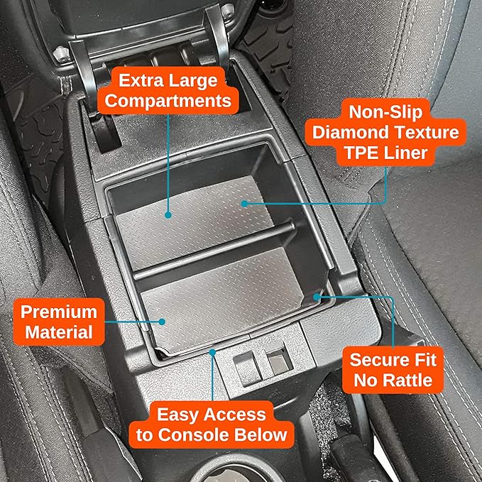 Vehicle OCD - Center Console Organizer Tray for Jeep Wrangler JK and JKU (2011-2018) (NOT for 2018 Wrangler JL) - Made in USA - SLX156