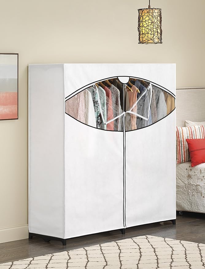 Whitmor 60-inch Extra-Wide Clothes Closet, 60” with White Cover