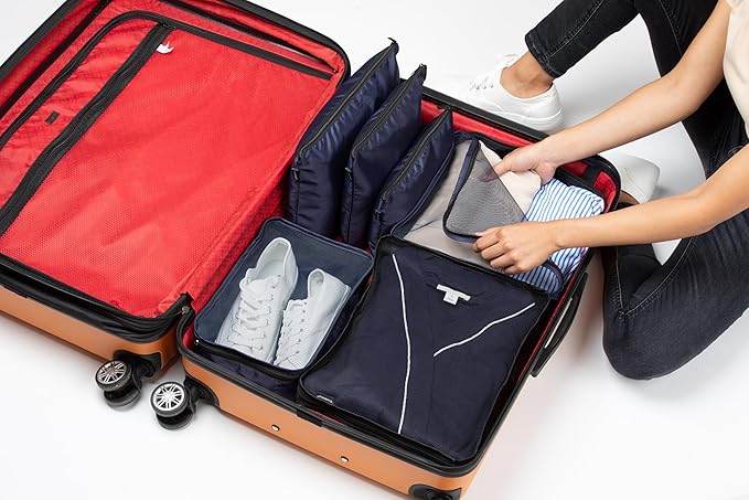 Brookstone Packing Cubes - 6 Piece Compression Packing Cubes for Travel Essentials - Luggage Sets Cube Storage Organizer Bags