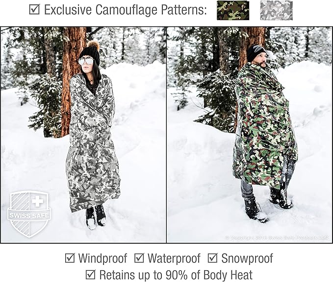 Swiss Safe 4 Pack Mylar Emergency Blankets for Survival - Compact & Insulated for Cold Weather - Designed for NASA, Outdoor, 