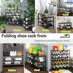 BMOSU 3-Tier Bamboo Extended Shoe Rack Premium Stackable Shoe Shelf Storage Organizer for Hallway Closet Living Room Entryway