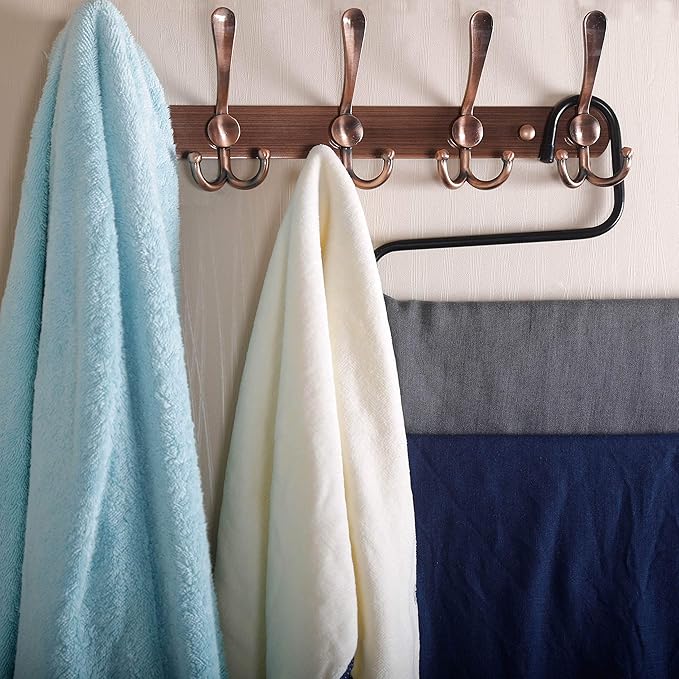 Dseap Wall Mounted Coat Rack - 5 Tri Hooks, Heavy Duty, Stainless Steel, Metal Coat Hook Rail for Coat Hat Towel Purse Robes 