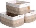 NaturalCozy Storage Baskets 16.8”x13”x7.6” Cotton Rope Woven Baskets for Organizing 3-Pack | Toy Storage Bins | Basket for Sh