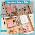Vtopmart 44 PCS Clear Plastic Drawer Organizers Set, 4-Size Versatile Bathroom and Vanity Organizer Trays, Non-Slip Storage C