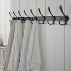Dseap Coat Rack Wall Mount - 29.5” Long 8-Tri-Hooks Heavy Duty Coat Hanger Rail Wall Hooks for Hanging Coats Hats Clothing Cl