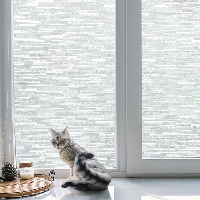Volcanics Window Privacy Film with Installation Tools, Frosted Glass Window Film, Removable Window Clings for Home Office, Static Cling Opaque Stickers, UV Blocking 17.5 x 78.7 Inches