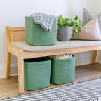 NaturalCozy Storage Cubes 11 Inch Cotton Rope Woven Baskets for Organizing, 3-Pack | Cube Storage Bin | Square Storage Basket