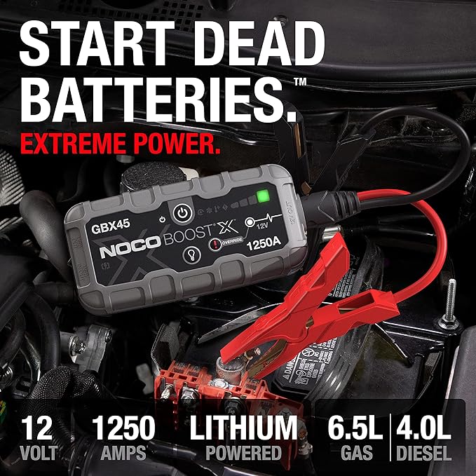 NOCO Boost X GBX45: 1250A UltraSafe Jump Starter - 12V Lithium Battery Booster Pack, Portable Jump Box, Power Bank & Jumper