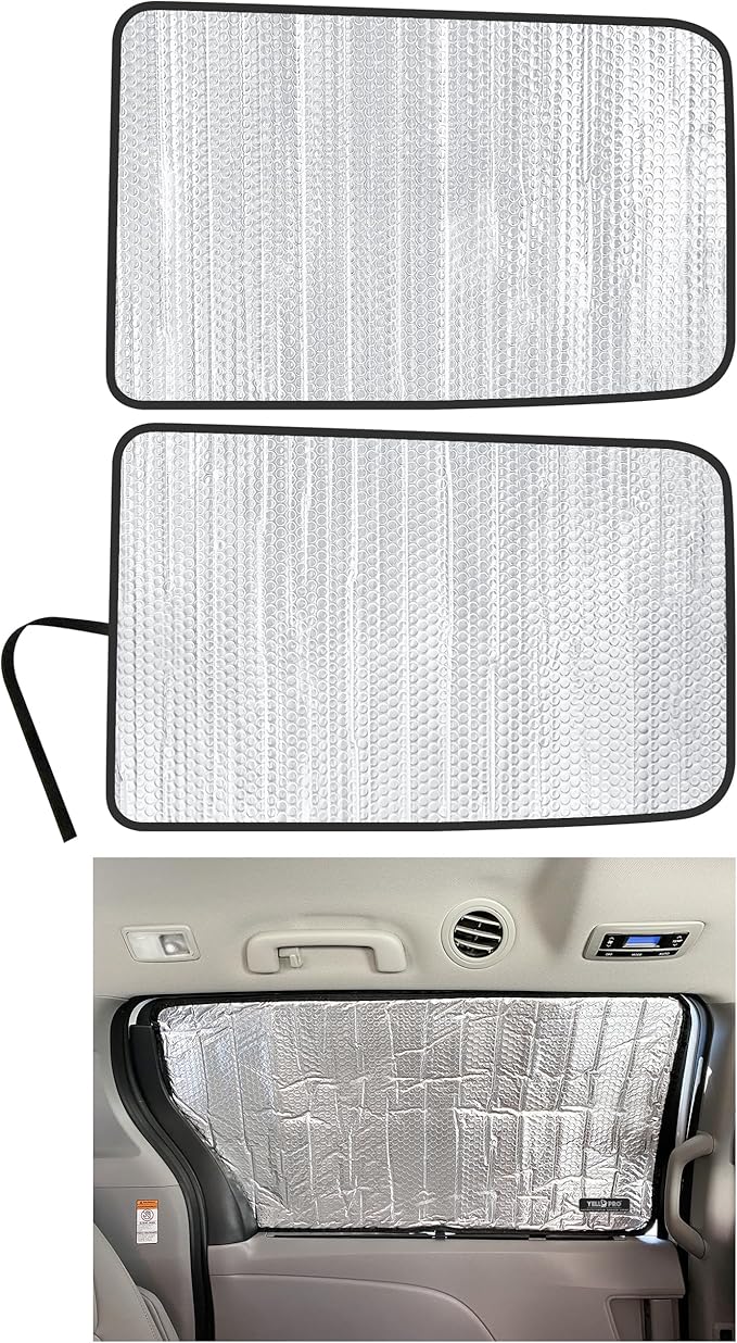 Side Window Rear Seat 2nd Row Sunshade for 2011 2012 2013 2014 2015 2016 2017 2018 2019 2020 Toyota Sienna Minivan, L, LE, SE, XLE, Limited, UV Reflector Sun Protection Accessories (Set of 2)