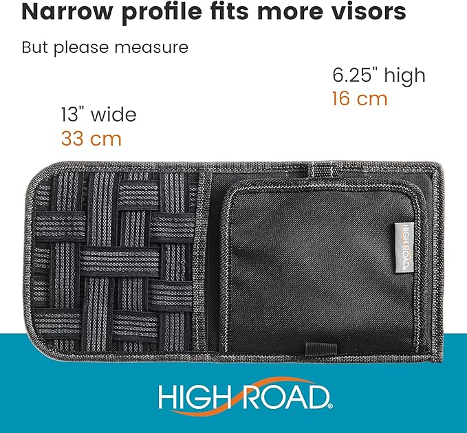 High Road Car Sun Visor Organizer with Hidden Auto Registration and Insurance Holder, Car Visor Mirror and Grip Band Storage Panel for Sunglasses and Driving Essentials