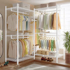 Raybee Clothes Rack with Cover,Clothing Racks for Hanging Clothes Heavy Duty,Portable Closet with Shelves,Adjustable,Loads 90