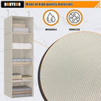 Hanging Closet Organizer, Easy Mount Foldable 5-Shelf Hanging Closet Wardrobe Storage Shelves, Clothes Handbag Shoes Accessor