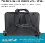 High Road Car Desk for Laptop and Steering Wheel Desk - Portable Car Office Laptop Case with 6 Storage Compartments, Phone Holder, Sturdy Mouse Tray and Wrist Rest