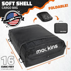Mockins 16 Cu.Ft. Rooftop Cargo Carrier | 45"x34"x18" Roof Bag for Car Without Rack | Durable Car Topper Luggage Carrier Waterproof Cargo Bag | Weatherproof Vehicle Soft Shell Carriers & Accessories