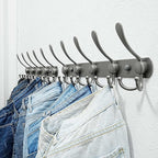 Dseap Coat Rack Wall Mounted - 5 Tri Hooks, Heavy Duty, Stainless Steel, Metal Coat Hook Rail for Coat Hat Towel Purse Robes 