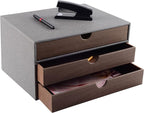 Cloth-effect Faux Leather Desk Organizer File Cabinet Executive Office Supplies Desktop Filing A4 Contract Document Stackable
