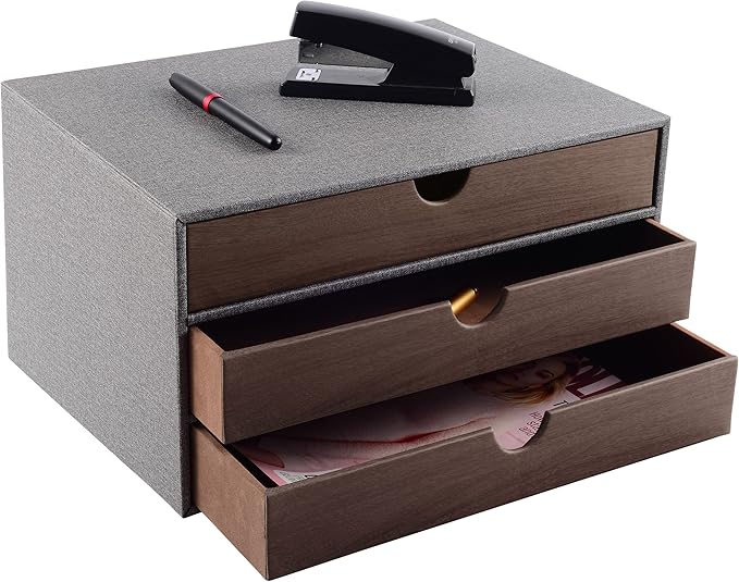 Cloth-effect Faux Leather Desk Organizer File Cabinet Executive Office Supplies Desktop Filing A4 Contract Document Stackable
