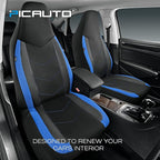 PIC AUTO Car Seat Covers - High Back Front Seat Covers, Sports Carbon Fiber Mesh Design, Universal Fit, Airbag Compatible (Bl