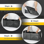 YSSOA Car Trunk Organizer, Collapsible 2 Compartment Non Slip Bottom, Waterproof Car Storage Box, 600D Oxford Polyester Sturdy