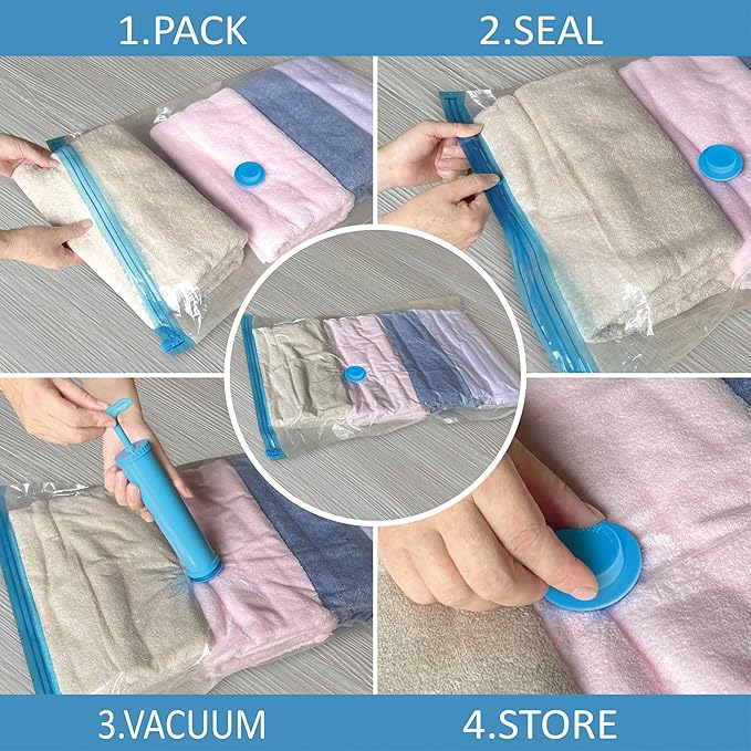 Roomimaster Vacuum Storage Bags, Vacuum Seal Space Saver Bags for Clothing, Travel Lugggage, Carry-on, Blankets, Comforters, 