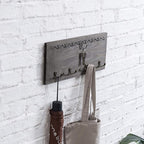 MyGift Wooden Key Rack Organizer in Vintage Gray Finish, Wall-Mounted Entryway Hanging Key Holder with 12 Hooks