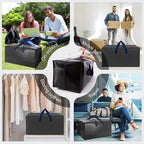 VELVETSURE Heavy Duty Extra Large Moving Bags W/Backpack Straps - Strong Handles & Zippers, Storage Totes For Space Saving, F
