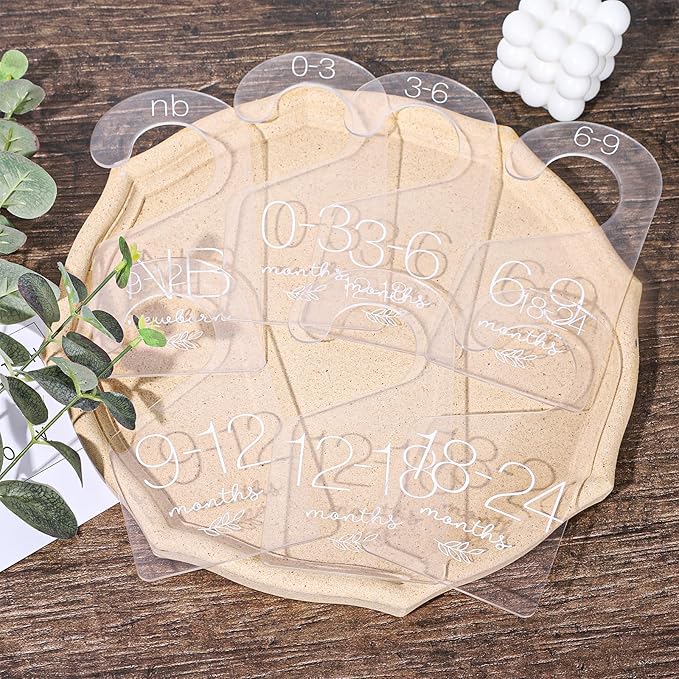 Whaline 7Pcs Baby Closet Size Dividers Clear Acrylic Infant Clothes Hanger Separators Newborn to 24 Month Thicken Wardrobe Ha