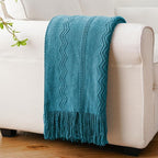 BATTILO HOME Teal Blue Throw Blanket for Couch, Decorative Throw Blanket for Sofa Bed Room Home Decor, 50"x60"