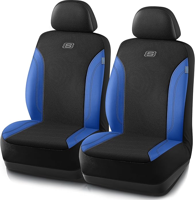 Skechers Car Seat Covers, Work Leather Seat Covers 5-Times Stronger Built-in Webbing, Oxford Fabric Front Seat Cover, Airbag 