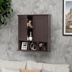 TaoHFE Brown Medicine Cabinets,Bathroom Wall Cabinet with 2 Door Adjustable Shelves,Over The Toilet Storage Cabinet,Espresso 
