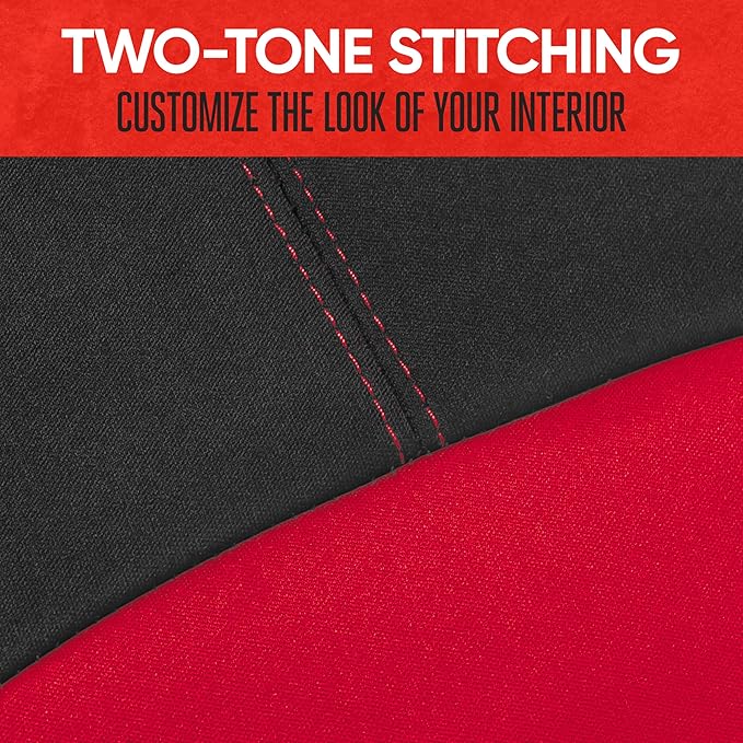 Motor Trend Red/Black Waterproof Seat Covers for Front Seats – Premium Neoprene Red Seat Covers, Car Seat Protectors with Rem