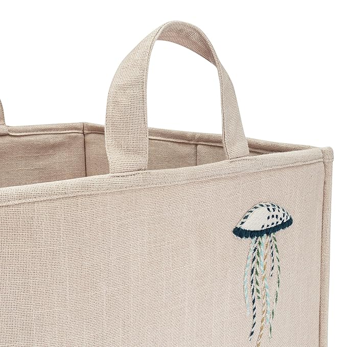 Crane Baby Fabric Nursery Storage Basket, Toy Storage, Sea Life Theme, 14"x14", Toy Basket, Baby Storage Organizer, Toy Organ