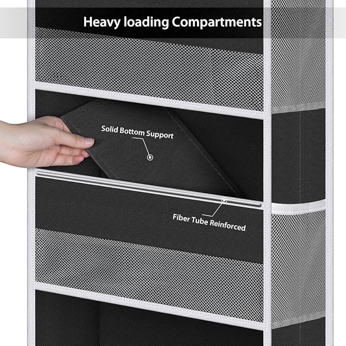 Univivi Hanging Storage Organizer Nursery Closet Cabinet Baby Storage with 5 Large Compartments 6 Side Pockets for Cosmetics,