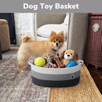 Large Dog Toy Basket, 19.7" X 11" X 7.9" Woven Baskets for Dog Cat Storage, Toy Basket with Handles for Nursery, Living Room,
