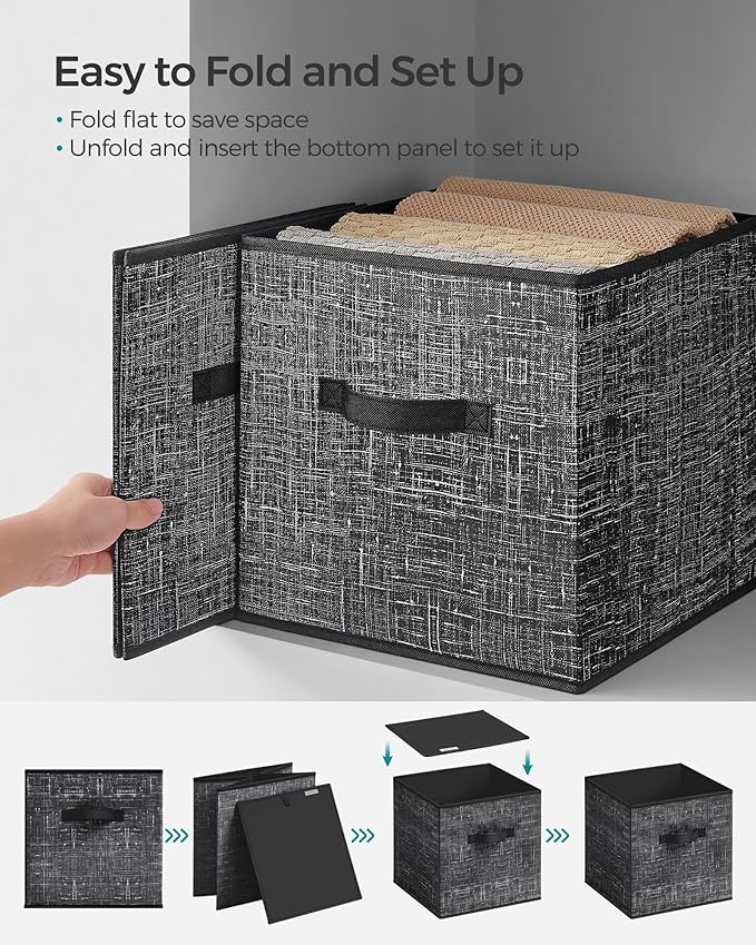 SONGMICS Storage Cubes, 11.8 x 11.8 x 11.8 Inches Non-Woven Fabric Bins with Double Handles, Set of 8, Closet Organizers for 