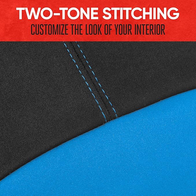 Motor Trend Blue/Black Waterproof Seat Covers for Front Seats – Premium Neoprene Blue Seat Covers, Car Seat Protectors with R