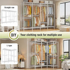Raybee Clothing Racks for Hanging Clothes,Heavy Duty Clothes Rack with Shelves,Portable Closet Adjustable,76" W x 77" H x 18"