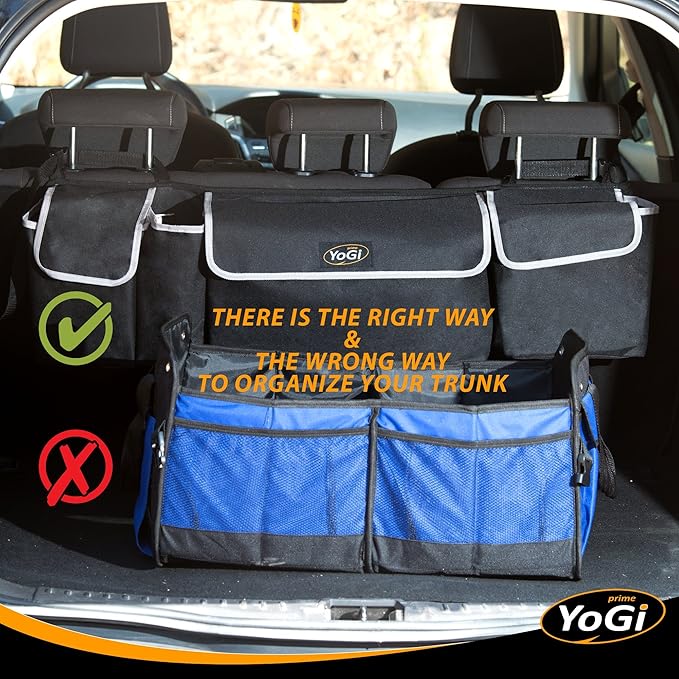 YoGi Prime Trunk Organizer for Suv | Hanging Trunk Organizer, Cars Trunk Organizers | Waterproof, 4 Pocket Backseat Storage Sol