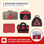 Thrive Car Emergency Kit & Roadside Emergency Car Kit - 104-Piece Set, Red Canvas Bag, Universal Fit - Jumper Cables, Escape 