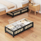 efluky 2-Pack Bamboo Under Bed Storage with Wheels, Rolling UnderBed Storage Basket with Large Dust Bag, Under Bed Storage Co