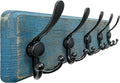 Dseap Coat Rack Wall Mount - Heavy-Duty Robust Barnwood-Style Wooden Wall Coat Hanger Hook Rail with 5 Triple Hooks for Winte