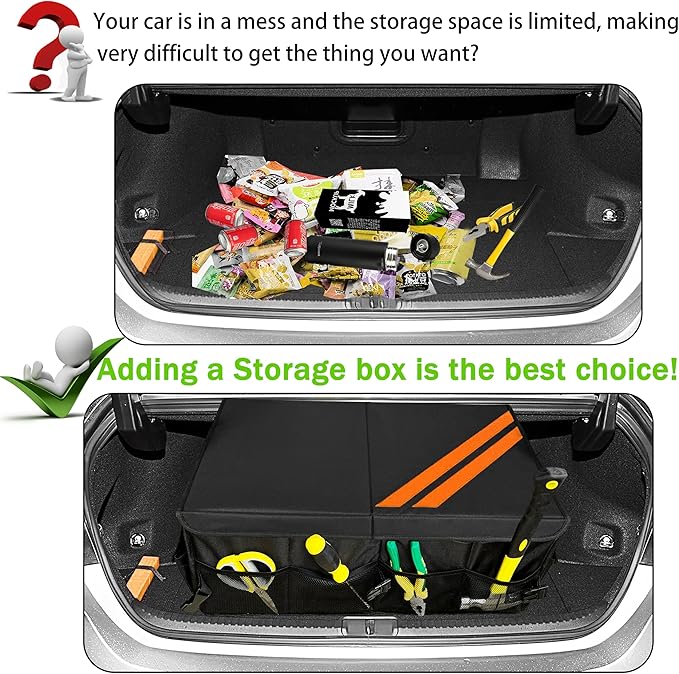 YOSRTER for Dodge Charger Durango Challenger Ram Car Trunk Organizer Collapsible Storage Box with Handle Foldable Lid Non