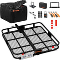 Mockins 40"x40"x6" Extra Deep Square Trailer Hitch Cargo Carrier & 30 CuFt Square Waterproof Cargo Hitch Carrier Bag | 500 Lbs. Capacity Folding Luggage Rack for SUV Car Truck RV & More w/Accessories