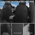 CAR PASS Waterproof Black Gray Car Seat Covers Front Seat Covers Neoprene Wetsuit,All-Weather Non-Slip Durable,Universal Fit 