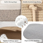 3 Tier Wall Mounted Woven Hanging Basket, Over the Door Hanging Basket with Hooks, Decorative Storage Hanging Closet Removabl